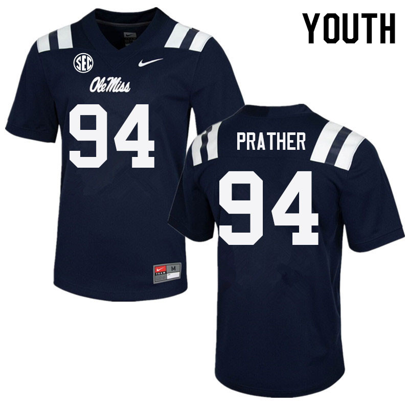 Youth #94 Tavion Prather Ole Miss Rebels College Football Jerseys Sale-Navy